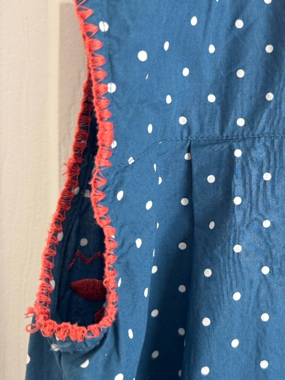 DARLING SISTER MARY, INDIGO POLKA DOT DRESS WITH EMBROIDERY - Picture 9 of 16